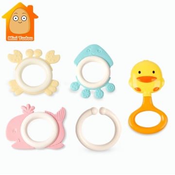Cute Baby Toys Newborn Teether Hand Bells Baby Toys 0-12 Months Teething Development Infant Early Educational Baby Rattles Toys