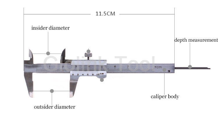 Mini Vernier Caliper 70mm Stainless steel Hardened Metric Machinist vernier caliper thickness gauge 0-70mm
