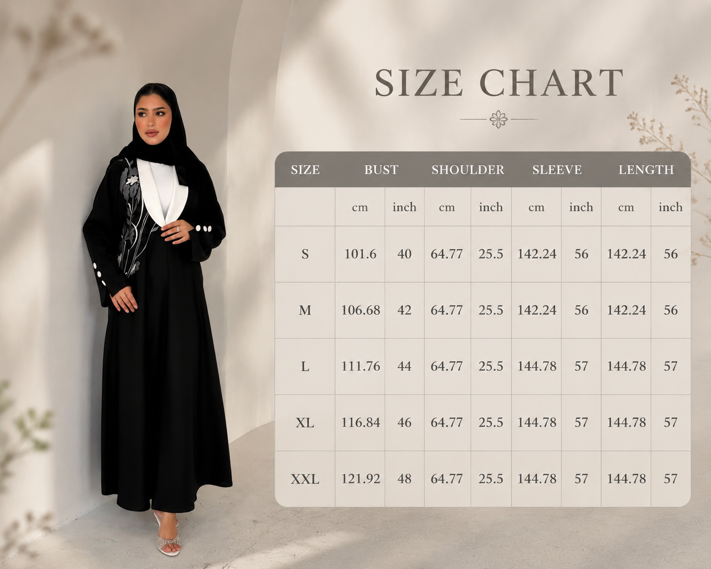 Black Embroidered Open Abaya Dress