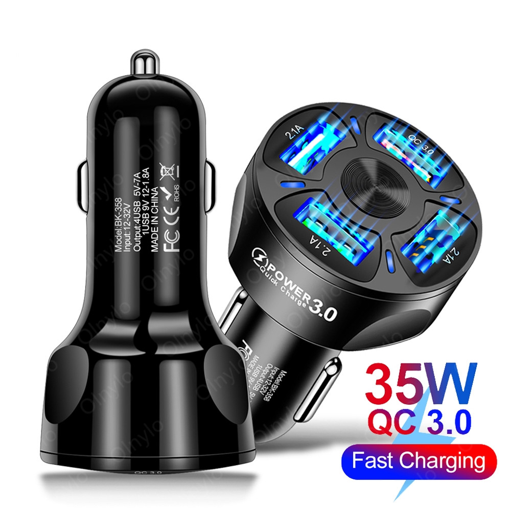 Car Chargers 4 Ports Quick Charge 3.0 For iphone12 pro max 11Huawei Mobile Phone Fast Charging Adapter QC 3.0 Car-Charger in Car