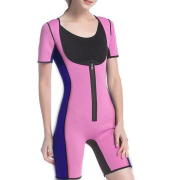 Women Full Body Shaper Slimming Weight Loss Sauna Suit Sexy Zip Corset Bodysuit 54DE
