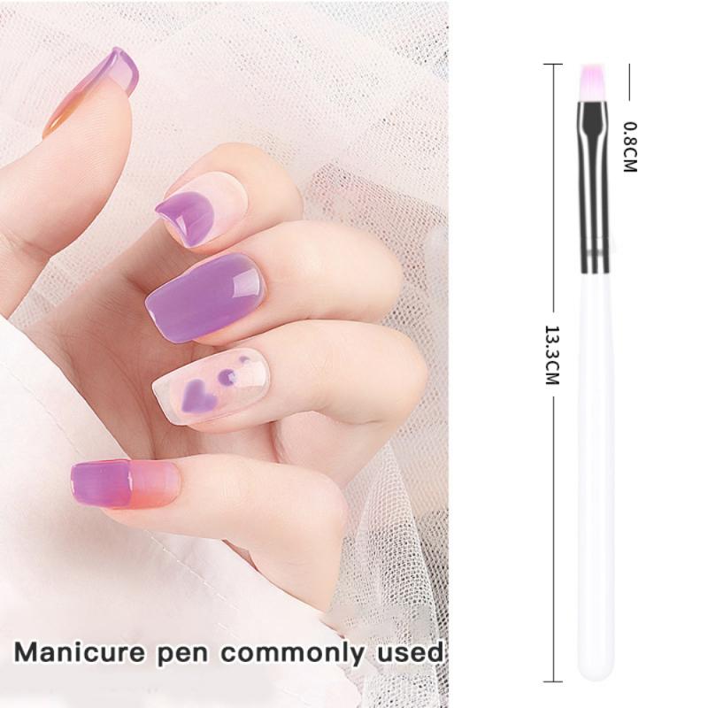 1PC Nail Brush Pink Short Handle Various Shapes Pen For Manicure Gel Brush For Nail Art Nail Polish Painting Drawing Single Pen