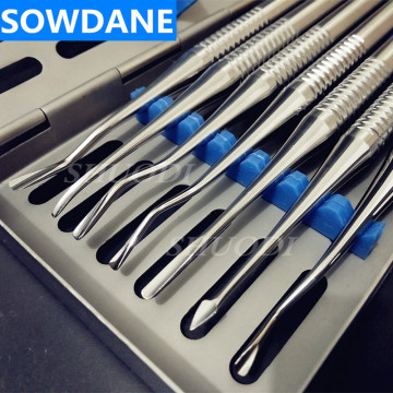 7 Pcs Set Dental Implant Instrument Stainless Steel Luxating Root Elevator with Case Dentist Instruments Tool Teeth Extraction