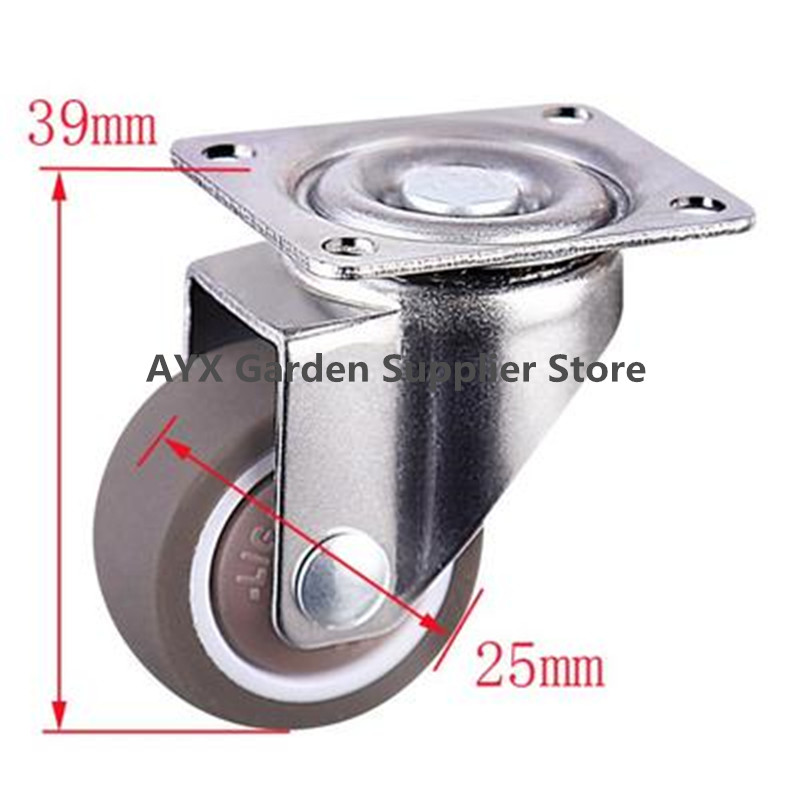 4pcs Furniture Casters Wheels Soft Rubber Swivel Caster Silver Roller Wheel For Platform Trolley Chair Household Accessori