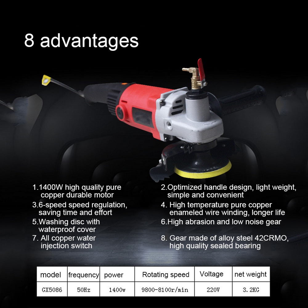 Polishing Machine 220V 1400W Wet Polisher Grinder Polishing Kit Granite Marble Sandstone Electric Polishing Machine Power Tools