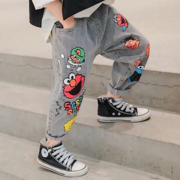 Boys Jeans 2020 Korean Version Spring Autumn New cartoon loose Jeans Male Baby Pants Western Style Boy Pants