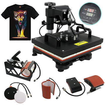 Upgraded Double Display Slide Out 5 in 1 Heat Press Machine T-shirt/Mug/Cap/Plate/Mouse Pad/Phone Case Printing Machine