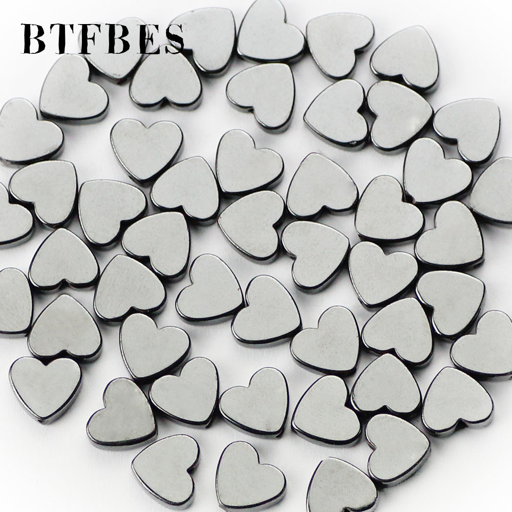 BTFBES Peach Heart Shape Hematite Beads Natural Black Stone Supply 6/8/10MM Stone Loose Ore For Beads Jewelry Making Accessories