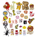 10 pcs Lions Giraffe Pig Cow Shee Cock Bat Squirrel Embroidered patches iron on cartoon Motif Applique embroidery accessory