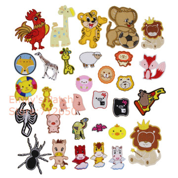 10 pcs Lions Giraffe Pig Cow Shee Cock Bat Squirrel Embroidered patches iron on cartoon Motif Applique embroidery accessory