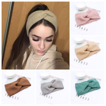 2021 New Wool Cross Knot Headbands Women Warm Top Knot Headband Twisted Hair Bands Headwraps Fashion Headwear Hair Accessories