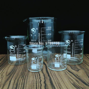 1Set Lab Glass Beaker 25/50/100/150/500ml Borosilicate Glass Laboratory Measuring Glassware School Study Lab Glass Beaker set