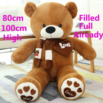 80-100cm Glowing Giant Filled Full Big Size Large Teddy Bears Stuffed Toys Adult Soft Pillow Birthday Costum Gift Plush Dolls