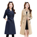 2020 Autumn New Women's Casual Trench Coat With Belt Oversize Double Breasted Vintage Long Windbreaker Female Outwear Loose P348