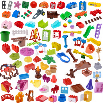 Locking Duplo Accessories Diy Building Blocks Model Tree stump Torch Saddle Farm guardrail Wardrobe Window Tile roof Duploe Toys