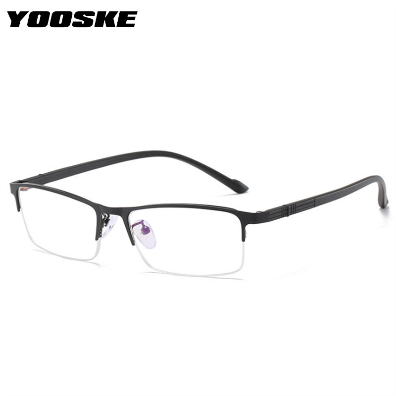 YOOSKE Anti-blue light Finished Myopia Glasses Women Men Business Half Frame Short-sighted Diopter Glasses -1.0 -1.5 -2.0 TO -6
