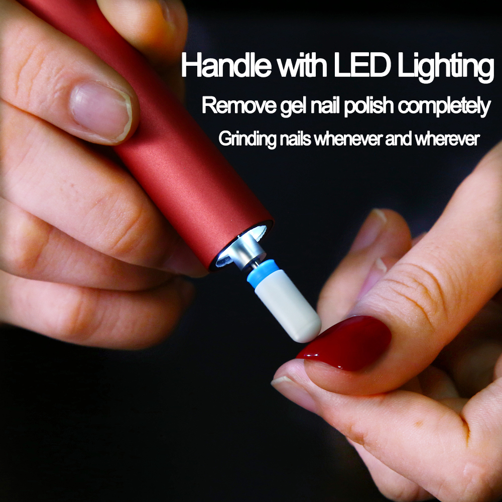 Electric LED Nail Drill Pen Mini Manicure Machine Bit Set Diamond Milling Cutter Removing Gel Varnish Nail Sanding Bands Tools