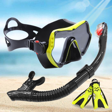 YFXcreate Professional Anti-Fog Scuba Diving Goggles Mask / Easy Breath Tube Snorkel / 2 Sizes Fins with Adjustable Heel