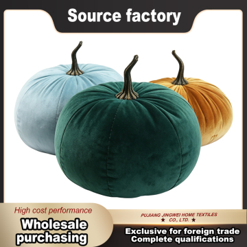 Velvet Pumpkin Harvest Throw Pillow in Muted Tones