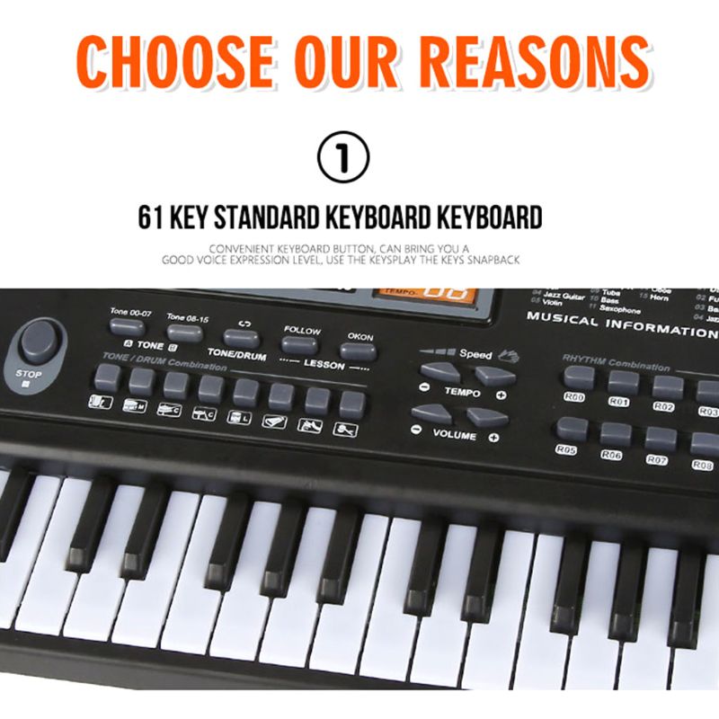 61 Key Music Electronic Keyboard Digital Piano Organ with Microphone Electronic Keyboard