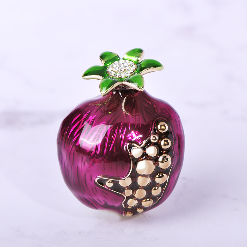 Blucome Lovely Purple Enamel Brooch Fruit Pomegranate Pins For Girls Women Party Clothing Sweater Suit Coat Scarf Jewelry Gifts