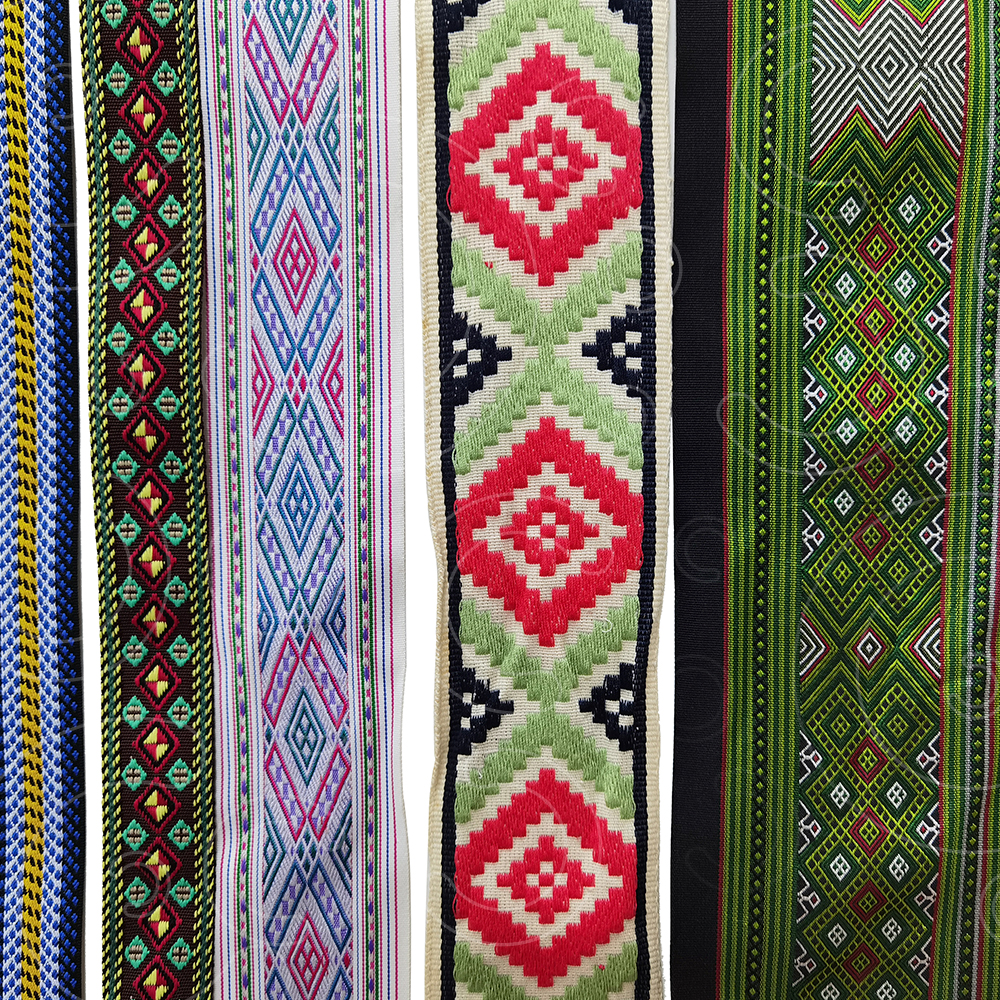 Ethnic style multicolored jacquard ribbon