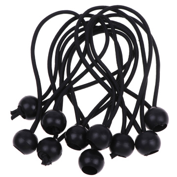 10pcs/set Hiking Tent Accessories Elastic Rope Ball Bungee Cord Tarp Tie Down Strap - Black Camping
