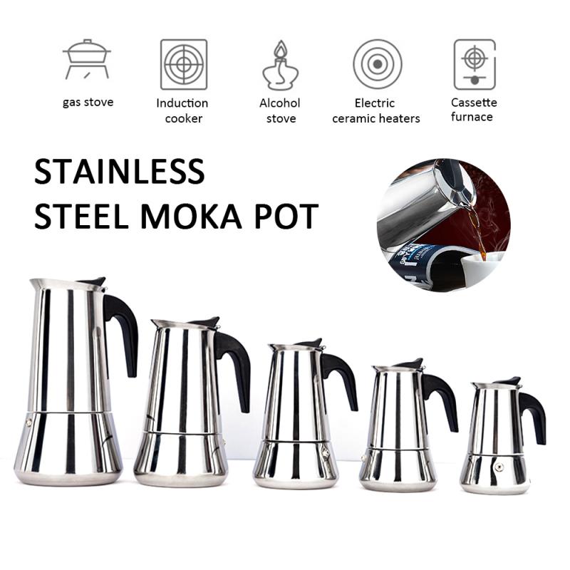 Stainless Steel Coffee Pot Mocha Espresso Latte Percolator Stove Coffee Maker Pot Percolator Drink Tool Cafetiere 2/4/6/9/12 Cup
