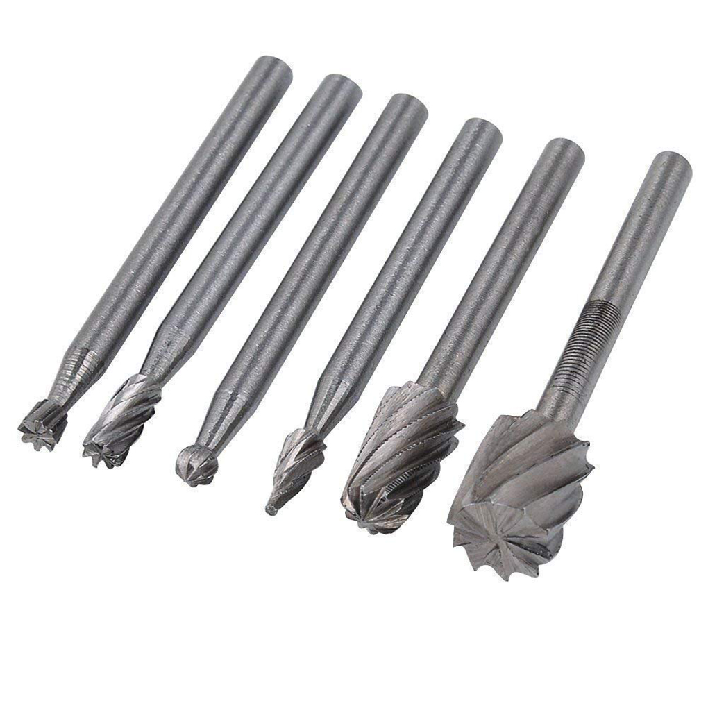 new 6PCS HSS Rotary Multi Tool Burr Routing Router Bit Mill Attachment Compatible for Dremel
