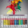 12 Colors Professional Acrylic Paints Set Hand Painted Wall Painting Textile Paint Brightly Colored Art Supplies peintur