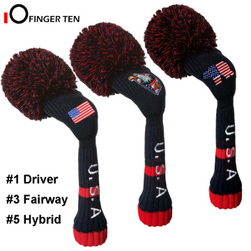New Knitted Golf Club Head Covers for Woods Pom Pom Driver Fairway Hybrid Head Cover 1 3 5 for Men Women Kids