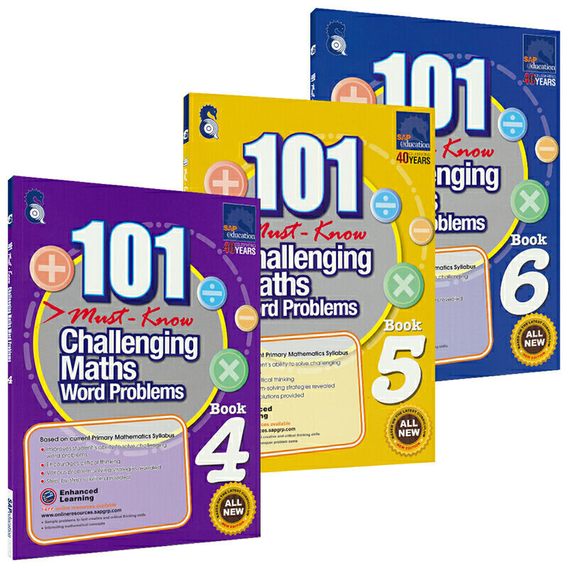New 6 Pcs/Set 101 Challenging Maths Word Problems Books Singapore Primary School Grade 1-6 Math Practice Book