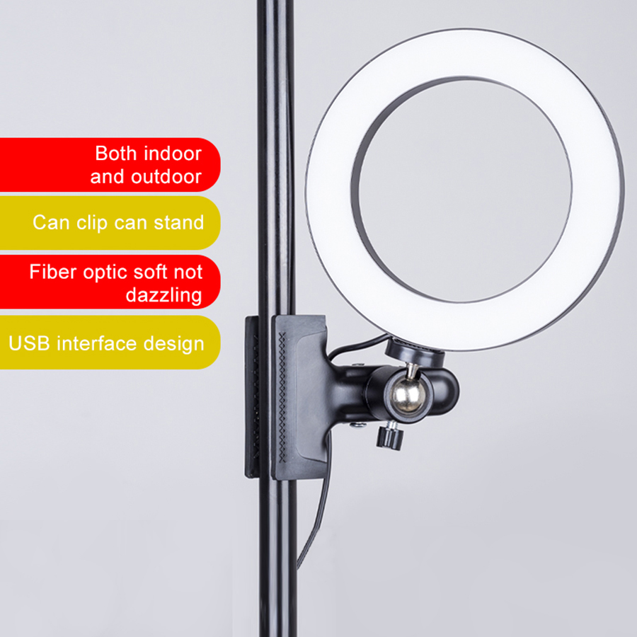 26cm LED Ring Fill Light Dimmable Panel Lamp LED Video Photography Lighting with Long Arm Desktop Phone Holder For Youtube Live