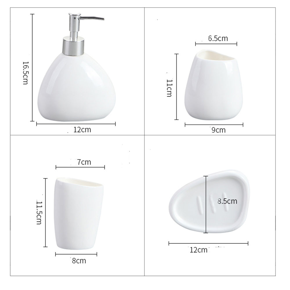 Bathroom Wash Accessory Nordic White Ceramic Soap Dispenser Bottle Mouthwash Cup Soap Dish Toothbrush Cup Home Washing Part