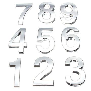 3D Numeral Door Plaque House Drawer Sign Plating Gate Digits 0 to 9 Plastic Number Tag Hotel Home Sticker Address Door
