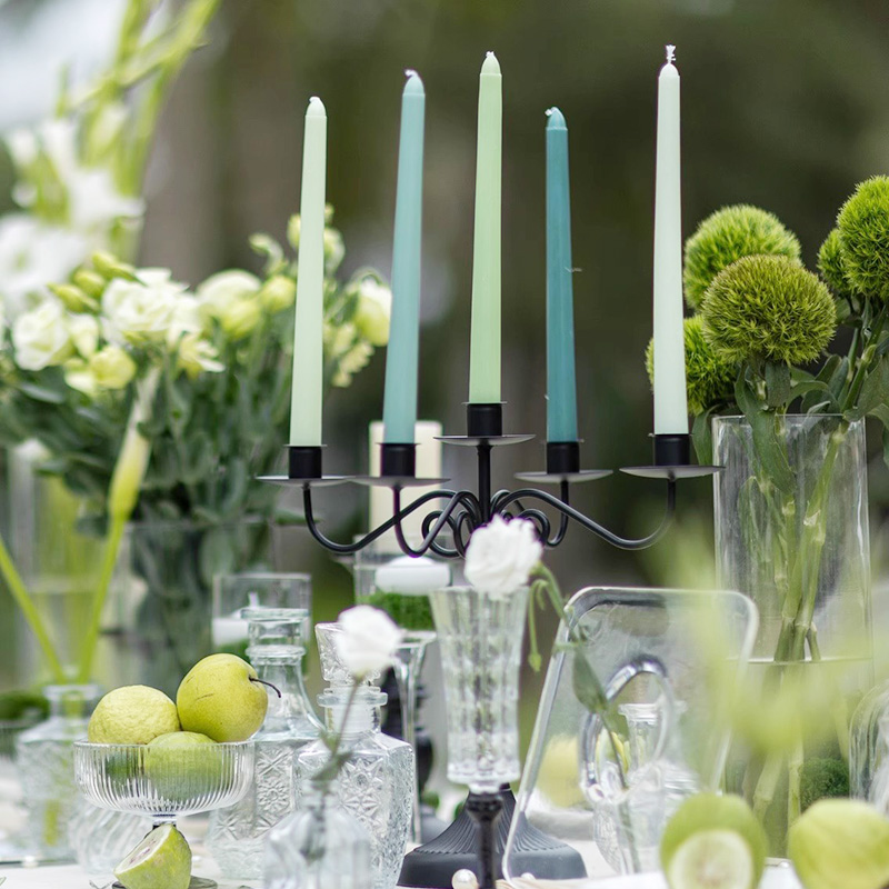 green color taper candle