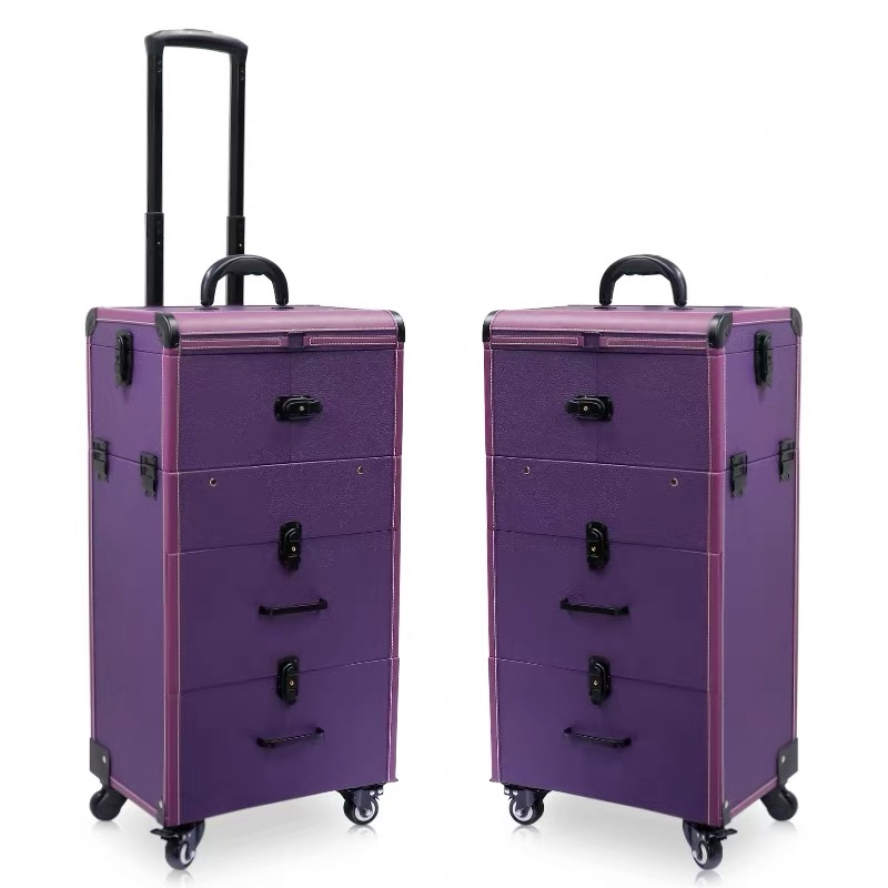 Women large capacity Trolley Cosmetic case Rolling Luggage bag,Nails Makeup Toolbox,Multi-layer Beauty Tattoo Trolley Suitcase