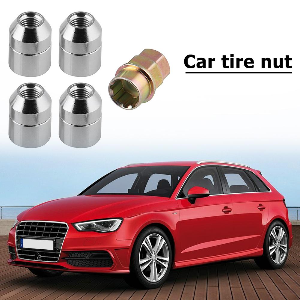 4Pcs Universal M12x1.5mm Car Wheel Nuts 60 Degree Tapered Security Anti Theft Nut Bolts Tyre Accessories Set With 1 Key