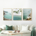 Canvas Art Painting Coastal Beach Poster Nordic Ocean Skyline Seascape Print Scandinavian Wall Picture for Living Room Decor