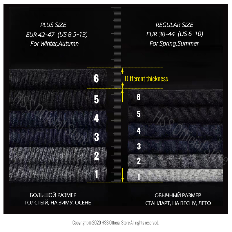 HSS Brand Men's Cotton Socks New Style Black Business Men Socks Soft Breathable Summer Winter for Male Socks Plus Size (6.5-14)