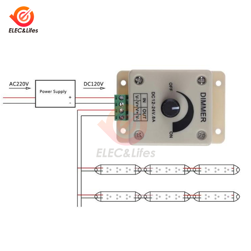 Voltage Regulator DC-DC Voltage Stabilizer 8A Power Supply Adjustable Speed Controller DC 12V LED Dimmer dimming switch 12V-24V
