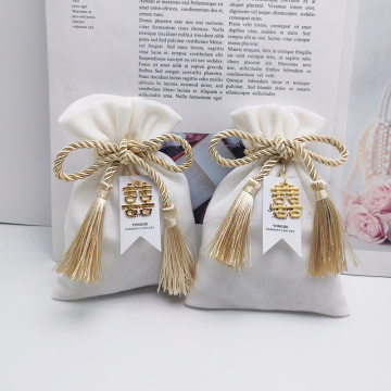 Ivory Gold Tassel Drawstring Velvet Bags 11x15cm Jewelry MP3 Packing Pouches Wedding Bags Christmas Candy Gift Velvet Bags