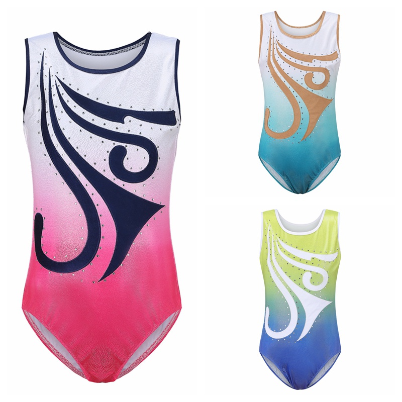 Girls Sleeveless Gymnastics Leotard One-Piece 5-14 Years Children Ballet Dance Wear Kids Training Dancewear Practice Bodysuit