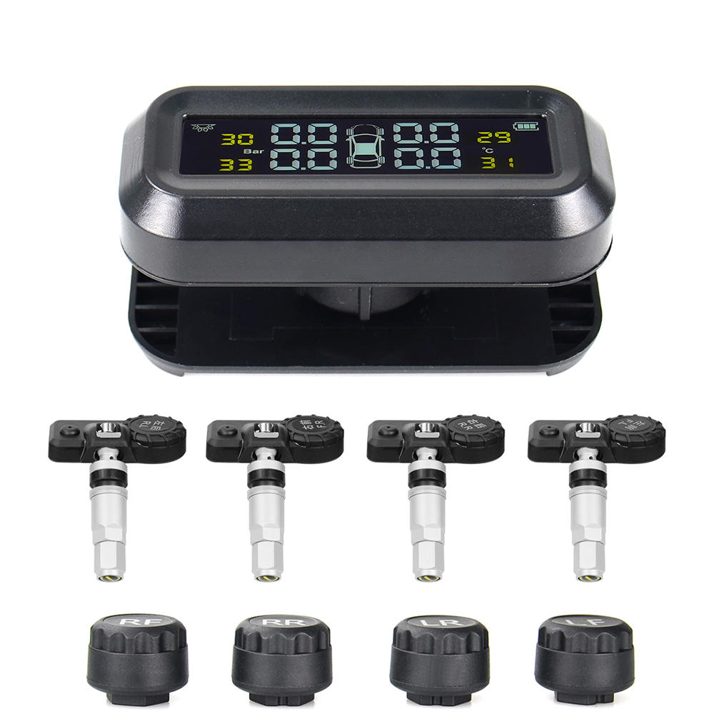 4 external tyres car tire pressure monitoring systems external sensors auto wheel pressure gauge tester security alarm bar psi