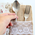 10/50/100 pcs Burlap Lace Cutlery Pouch Holder Bag Hessian Rustic Jute Tableware Party Supplies Wedding Decoration