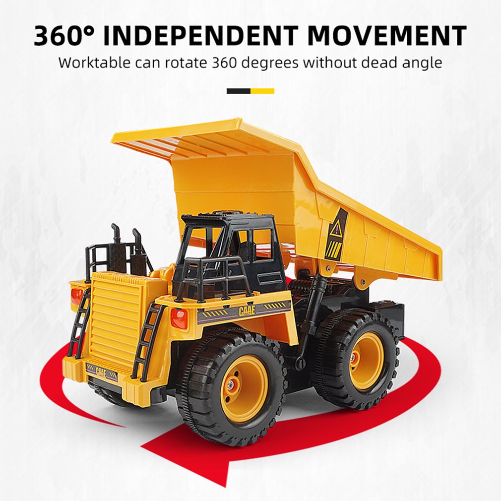 OCDAY RC Truck 2.4G 6CH Remote Control Alloy Dump Truck Big Dump Truck Engineering Vehicles Loaded Sand Car RC Toy For Kids Gif
