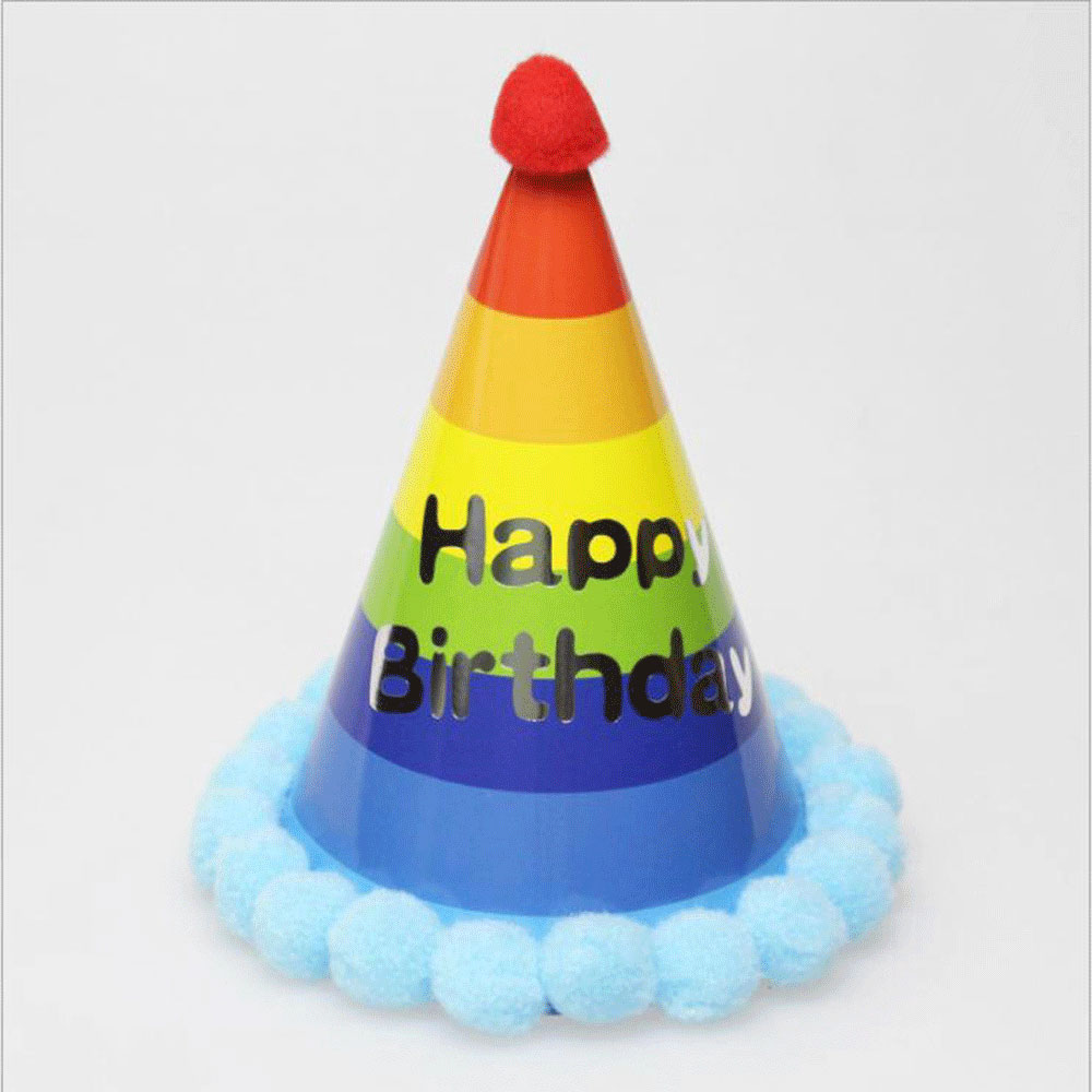 1PCS baby kid rainbow birthday party hat child crown decoration paper cap cartoon pattern festival colorful birthday hat