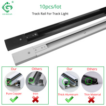 Track Rail 1m Track Light Fitting Aluminum 1 meter 2 wire Connector System Tracks Fixture black white Universal Rails 10pcs/lot