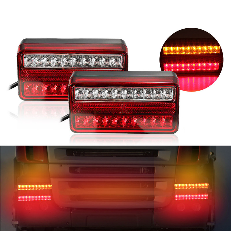 2pcs 20 LED 12V Tail Light Waterproof Car Truck Trailer Camper Van Stop Brake Rear Reverse Indicator Lights Turn Signal Lamp
