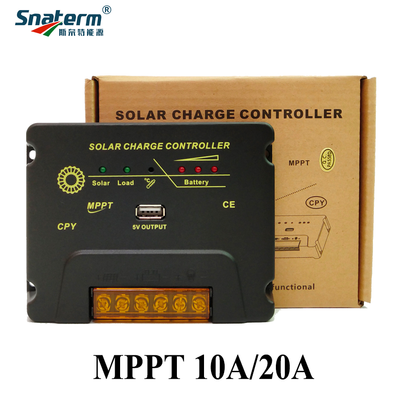MPPT 20A 10A Solar Charger Controller 12V/24V Battery Panel Regulators Charger With USB 5V Output Max PV Input Voltage 50V DC
